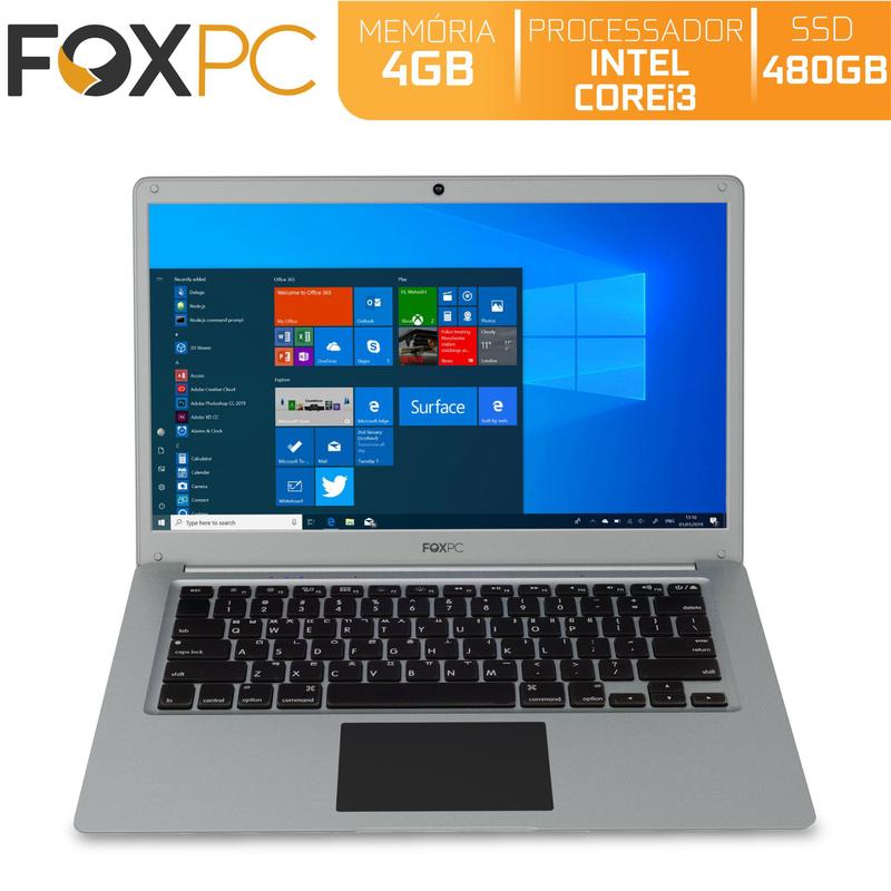 Notebook FoxPC Intel Core i3 4GB SSD 480GB Tela 14